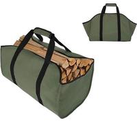 Bolsa para transportar leña de la marca Unyqoos®, fabricada en lona, de tamaño extra grande, con revestimiento impermeable, dimensiones: 58 cm x 41 cm x 33 cm (23" x 16" x 13"), con correas de nylon r