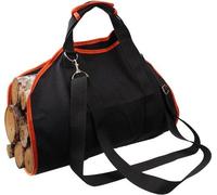 Bolsa para transportar leña Unyqoos®: resistente, con correas de sujeción integradas y correa para el hombro, de color con detalles en naranja, y de larga duración