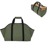 Bolsa para transportar leña Unyqoos®: soporte para leña impermeable de lona, con nylon reforzado y asas, extra grande (60 x 40 x 34 cm), completamente cerrada, color verde
