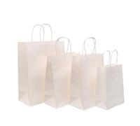 Bolsa Regalo 10/25/50pcs Kraft Paper Bag With Handles Packing Bags For Store Clothes Wedding Christmas Supplies Handbags(WHITE,25PCS_15X8X21CM)