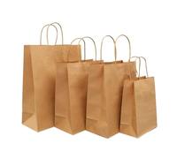 Bolsa Regalo 10/25/50pcs Kraft Paper Bag With Handles Packing Bags For Store Clothes Wedding Christmas Supplies Handbags(Brown,25PCS_21X11X27CM)