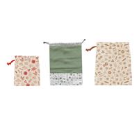 Bolsa reutilizable para alimentos NBA177, juego de 3 piezas, algodón, Pebbly