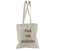 Bolsa Tela 100% Algodón Biodegradable,Lavable,Reutilizable-Asas Largas de 75 cm. Ropa,Manualidades,Alimentos,Verduras, ir de compras,Medidas 38x42cm,Densidad 145gr/m2,Natural (Pack 100 pcs)