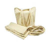 Bolsa Tela 100% Algodón Biodegradable,Lavable,Reutilizable-Asas Largas de 75 cm. Ropa,Manualidades,Alimentos,Verduras, ir de compras,Medidas 38x42cm,Densidad 145gr/m2,Natural (Pack 25 pcs)