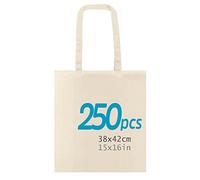 Bolsa Tote Bag, Pack de Bolsas de Algodón Multiusos con asas largas, Bolsa Fuerte, Lavable reutilizable, ideal para bolsa Compra, para Ropa, Colegio, Alimentos, Verduras, Manualidades, Pintar
