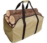 Bolsa Unyqoos® para leña – Bolsa plegable para leña, fabricada en poliéster, impermeable, con asas de transporte, color caqui, 60 cm (largo) x 40 cm (alto) x 33 pulgadas (ancho)