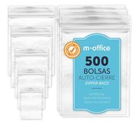Bolsas con Cierre Hermético, Bolsas Zip de Plástico Transparentes Ideales para Congelar Alimentos, Guarda Documentos, Bolsas Reutilizables y de Conservación · m-office 500 Uds 70x100mm