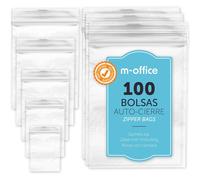 Bolsas con Cierre Hermético, Bolsas Zip de Plástico Transparentes Ideales para Congelar Alimentos, Guarda Documentos, Bolsas Reutilizables y de Conservación · m-office 100 Uds 40x60mm