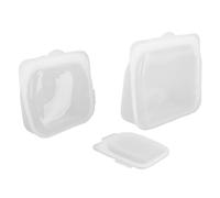 Bolsas de Almacenamiento de Alimentos de Bocadillo de Silicona Reutilizables, 3pcs Versátiles Bolsas de Bloqueo con Cremallera para Cosméticos Bolas de Algodón (White)