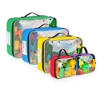 Bolsas de almacenamiento de juguetes compatibles con ladrillos Lego, 5 organizadores de juguetes de viaje para niños, bloques de construcción, coche de juguete, rompecabezas con bolsillo de malla y