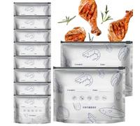 Bolsas De Aluminio Para | 10 Piezas Bolsas Almacenamiento Alimentos | Contenedores Reutilizables De Pie Con Cierre Zip Y Etiqueta | Para Cocina Carne Verdura Camping