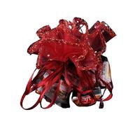 Bolsas de boda con cordón Organza redondas tul, 50/100 Uds., 26/35cm, for exhibición embalaje joyería(Wine red,26CM-SH837-100PCS)