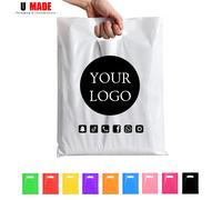 Bolsas de compras de plástico personalizadas con logotipo, bolsas de regalo personalizadas para pequeñas empresas, Boutique, venta al por menor, ferias, eventos y fiestas, 100 Uds. Green