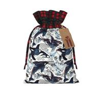 Bolsas de dulces de Navidad con estampado de ballena asesina, bolsas de cordón bloqueadas de color, bolsas de aperitivos con cordón