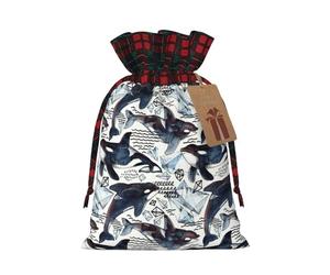 Bolsas de dulces de Navidad con estampado de ballena asesina, bolsas de cordón bloqueadas de color, bolsas de aperitivos con cordón