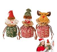 Bolsas de Dulces Navideños de Tela,Bolsas Navideñas con Cordón - Bolsas de envoltura de punto de tela,Bolsa navideña de decoración de muñecas con cordón para dulces, estatua pequeña, muñeca