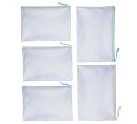 Bolsas De Malla con Cremallera 5 Piezas Organizador Transparente | Estuche A4 Con Cremallera Para Material Escolar Y Oficina Documentos Juegos De Mesa Accesorios Viaje