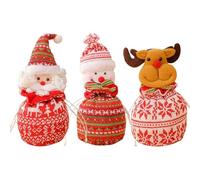 Bolsas de muñeca de punto de Navidad - Muñeco de nieve con cordón para muñecas, decoración de muñeca de Navidad con cordón para caramelos, estatua pequeña, muñeca