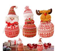 Bolsas de Navidad con cordón | Bolsas de tela de punto para envolver muñecas con cordón para caramelos, estatua pequeña, muñeca