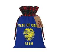 Bolsas de Navidad con cordón y estampado de bandera del estado de Oregon, saco de Papá Noel, para dulces, bodas, regalos y almacenamiento