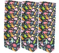 Bolsas de Obsequio de Papel Dinosaurio 12 Uds Asas | Patrón Delicado y Diseño Tierno, para Fiesta y Candy Bag, Aptas para Niños