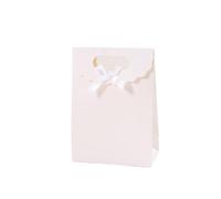 Bolsas de Papel Bolsas de Papel Bolsa de cartón blanca de Color sólido con cintas de lazo, embalaje de dulces, regalo, aperitivos, galletas for niños, fiesta, Baby Shower, cumpleaños(White,10PCS_19X9X