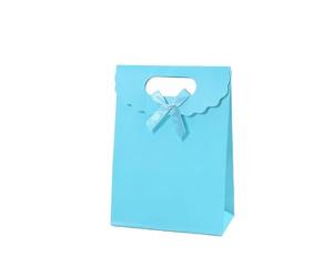 Bolsas de Papel Bolsas de Papel Bolsa de cartón blanca de Color sólido con cintas de lazo, embalaje de dulces, regalo, aperitivos, galletas for niños, fiesta, Baby Shower, cumpleaños(Light Blue,10PCS_