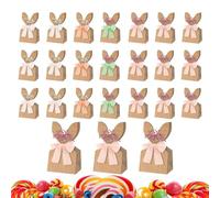 Bolsas de Pascua, 24 unidades de orejas de conejo de papel rústico | Bolsas de regalo Pascua decoración conejito, para cumpleaños, regalos, aperitivos, galletas, tarta de chocolate