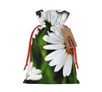 Bolsas de regalo de tela delicada con diseño de margaritas blancas con cordón, encantadora bolsa de regalo de vacaciones para celebraciones