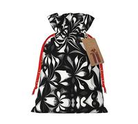Bolsas de regalo de tela delicada con diseño en blanco y negro con cordón, encantadora bolsa de regalo de vacaciones para celebraciones
