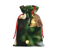 Bolsas de regalo de tela delicada para árbol de Navidad y campanas con cordón, encantadora bolsa de regalo de vacaciones para celebraciones