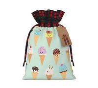 Bolsas de regalo ecológicas con estampado de conos de helado, con cordón de Navidad, para necesidades festivas de cumpleaños