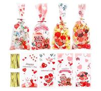 Bolsas De Regalo Para San - Bolsas De 10.6 Pulgadas | Bolsas De Regalo Transparentes - Paquete De 100 Envolturas De Bocadillo Para Galletas Con Cierre De Corbata Para Niños En El Aula, Bom
