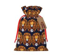 Bolsas de regalo reutilizables con cordón de Navidad con estampado de león para fiestas de Navidad