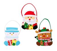 Bolsas Dulces Navideños - 3 Piezas Bolsas Fieltro para Regalos con Asa, Cesta Navideña | Organizador tela reutilizable para fiestas de eventos escolares, palomitas maíz y galletas, 5.91x5.12 pulgadas
