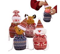 Bolsas Navideñas Para Dulces 4 Unidades Bolsas de Regalo con Cuerda | Bolsas Decorativas Con Muñecos 3D Navidad Para Niños Familia Amigos Colegas Vecinos