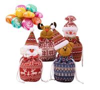 Bolsas Navideñas Para Dulces Bolsas De Cordón Con Reno Muñeco De Nieve Y | Bolsas Decorativas Con Muñecos 3D Navidad Para Niños Familia Amigos Colegas Vecinos