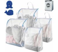 Bolsas para Lavadora Grandes 50x60cm y 30x40cm, Set de 4 Bolsas Reutilizables con Cremallera y Asas, Ideal para Ropa Interior y Jerséis