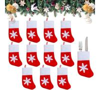 Bolsita para Cubiertos de Navidad,Porta Cubiertos Navideños,12 pc Cestas para Cubiertos de Fieltro Navideño,Navidad Titulares de Cubiertos,Medias de Navidad Cuchillos Tenedores Cucharas Bolsas