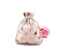 Bolsitas De Tela 10x14/13x18cm Christmas Printing Cotton Linen Bags Drawstrings Jewelry Gift Display DIY Packing Halloween Party Favor Candy Bags(Gold pentagram bronz,13X18CM_BAGS)