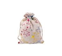 Bolsitas De Tela 10x14/13x18cm Christmas Printing Cotton Linen Bags Drawstrings Jewelry Gift Display DIY Packing Halloween Party Favor Candy Bags(Colorful pentagram,13X18CM_BAGS)