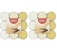 Bolsius - 18 Velas de té Aromáticas - Vainilla - Duración de quema de 3,5 horas - Diámetro 38 mm - Extractos Naturales - Contiene Cera Vegana - Sin Aceite de Palma (Paquete de 2)
