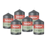 Bolsius - Essentials - Vela de pilar lisa - Gris - 8 cm - 6 piezas - Velas decorativas - Contiene cera vegetal natural - Sin aceite de palma