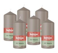 Bolsius - Essentials - Vela de pilar lisa - gris topo - 12 cm - 6 piezas - Velas decorativas - Contiene cera vegetal natural - Sin aceite de palma