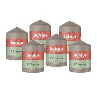 Bolsius - Essentials - Vela de pilar lisa - gris topo - 8 cm - 6 piezas - Velas decorativas - Contiene cera vegetal natural - Sin aceite de palma