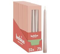Bolsius Essentials - Velas lisas en punta - Rosa claro - 24,5 cm - 32 unidades - 7,5 horas - Velas decorativas - Sin aceite de palma - Con cera vegetal natural