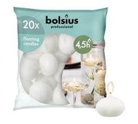Bolsius Floating candles - Velas flotantes, blanco, 4.5cm (L) x 4.5cm (W) x 3cm (H), 20 unidades