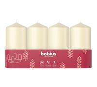 Bolsius - Juego de 4 velas de pilar lisas - Color marfil - 100 x 48 mm - Velas decorativas - Larga duración - Sin perfume - Con cera vegetal natural - Sin aceite de palma
