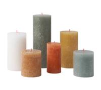 Bolsius - Juego de 6 velas rústicas de pilar - Retro - Velas decorativas para el hogar - Tiempo de combustión - sin perfume - Cera vegetal natural - sin aceite de palma