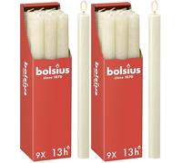 Bolsius - Juego de 9 velas rústicas - Marfil - Longitud de la combustión de 13 horas - sin perfume - Cera vegetal natural - Sin goteo - sin aceite de palma - 27 x 2,3 cm (Paquete de 2)